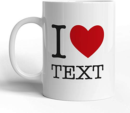 tassenprinter I Love Wunschtext Wunschname weiße 300ml Keramik Kaffee-Tasse personalisierte Geschenk-Idee zum Geburtstag, Hochzeitstag, Jahrestag, Familie