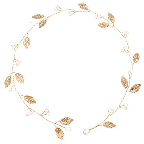 Minkissy Blatt Haar Rebe Braut Haar Kranz Hochzeit Blatt Stirnband für Brautjungfer Braut Hochzeit Kopfbedeckungen (Golden)