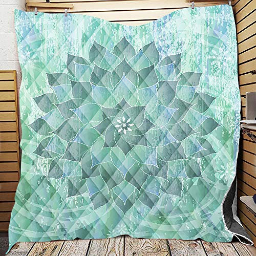 FANSU Tagesdecke Bettüberwurf Steppdecke Mikrofaser Doppelbett Einselbetten Tagesdecken Gesteppt Bettwäsche Sofaüberwurf Wohndecke Stepp Gesteppter Quilt (Grüner Lotus,150x200cm)