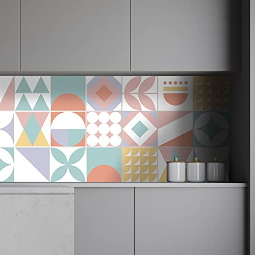 ADesign 32 Pz Adesivi per Piastrelle Bagno e Cucina 15 x15 cm Autoadesivo Decorazione Adesivo murale in PVC Impermeabile Adesivi Pavimento Parete mattonelle mosaico stile /T1029