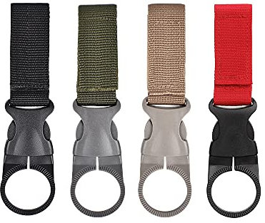 XINGSUI Outdoor Hanging Buckle, 4 Pcs Water Bottle Buckle, Lanyard Webbing Buckle, Water Bottle Holder with Carabiner Clip, Portable, Used for Travel, Camping, Hiking, and Outdoor Activities