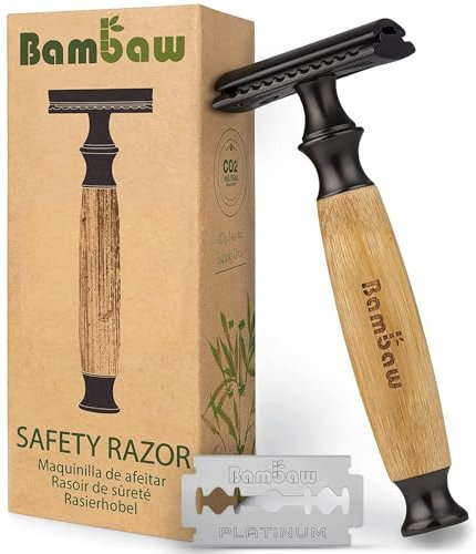 Rasierhobel Damen Und Herren | Safety Razor mit Bambusgriff | Naßrasierer Damen Und Herren | Rasierhobel | Einklingen Rasierer | Zero Waste Produkte | Eco Rasierer Damen und Herren | Bambaw
