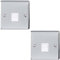 2 PACK | BT Master Single Telephone Socket -CHROME & Grey- PSTN Line Wall Face Plate – Flush or Surface Mounted Phone Plug – 1 Gang Decorative Metal Plate