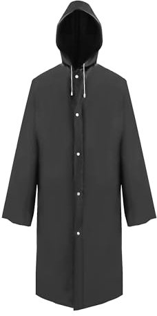welsberg Raincoat for Men Women, Unisex Rain Poncho with Hood and Sleeves, Reusable Waterproof Rainwear for Adults for Outdoor Concert, Festival, Theme Park, Camping, Hiking, Fishing, one size, black
