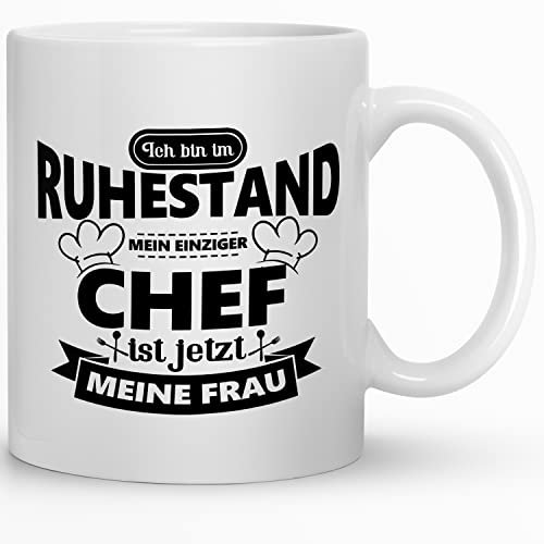 Kaffeebecher24 - Tasse Abschiedsgeschenk Rentner - Tasse zur Pensionierung als Dankeschön - Renteneintritt, Pensionierung, Abschiedsfeier, Geburtstag - (Lange arbeiten) (Mein Einziger Chef B)