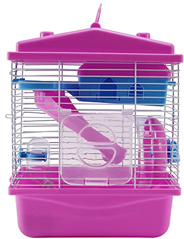 Jdeijfev Pet Cage pour hamster avec lucarne transparente double couche pour hamster Golden Hamster Pet Rose