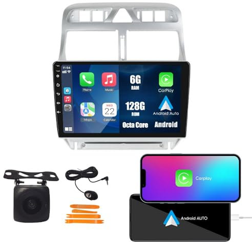 Android 10 Autoradio Car Navigation Reproductor Multimedia estéreo GPS Radio 2.5D Pantalla táctil paraPeugeot 307 2002-2013
