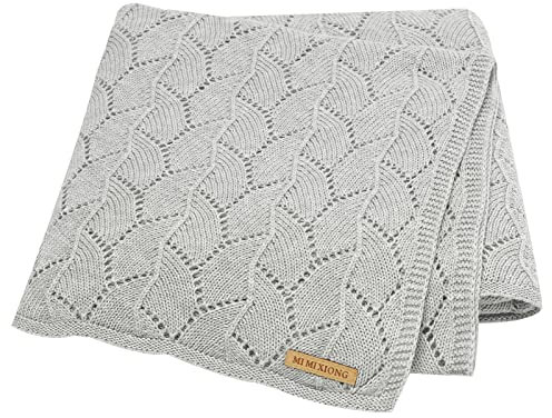LAWKUL Babydecke Zellulare 100% Baumwolle Decke Weich Gestrickt Babydecken für Neugeborene Jungen Mädchen Kleinkind 100x80cm Grau
