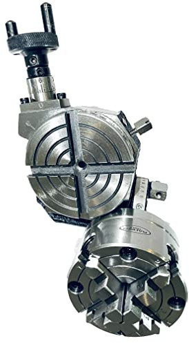 75 mm, 4 Schlitze, neigbarer Drehtisch mit 80 mm, 4 Backen, unabhängiges Hundefutter mit Rückplatte und T-Muttern für Fräswerkzeuge