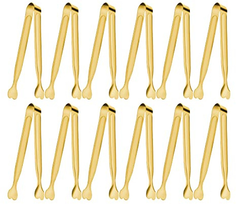 Anytrp Servierzange, 12 Stück, Edelstahl, Zuckerzange, 13,5 cm, kleine Zange, Küchenzange, Vorspeisenzange zum Servieren von Lebensmitteln, Buffets, Kaffeebar, Teeparty, Desserts, Party und Eiskübel