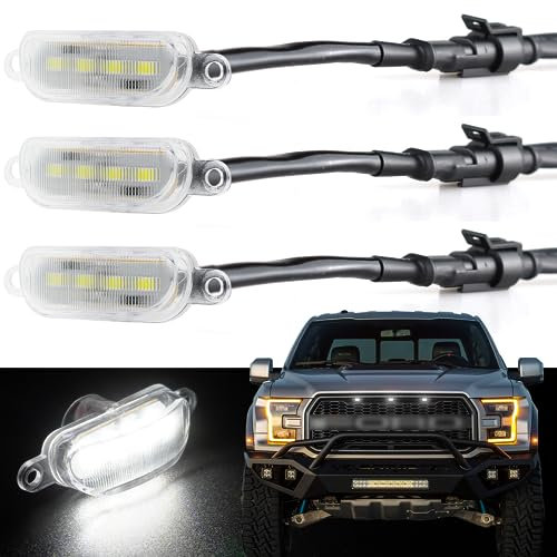 Boigoo Kühlergrill, dekorative Lichter, kompatibel mit Dodge Ram 1500 2013–2018 & Ford F-150 Raptor 2004–2019, Auto-Gittergitter (weiße Linse)