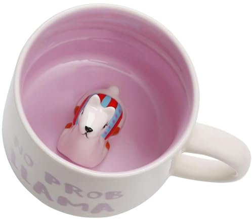 Biigming Tasse Alpaga Tasse à café 3D en céramique avec motif animal à l'intérieur, 350 ml, faite à la main, tasse à lait cadeaux pour Noël, anniversaire, fête des mèresamis, enfants (Alpaga)