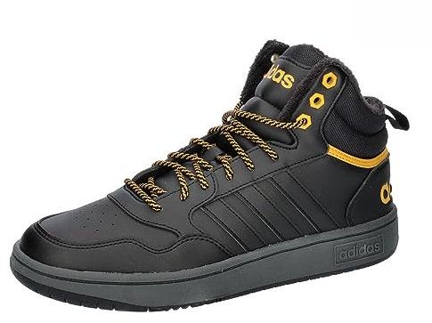 adidas Herren Hoops 3.0 Mid Lifestyle Basketball Classic Fur Lining Winterized Shoes, core Black/core Black/preloved Yellow, 47 1/3 EU