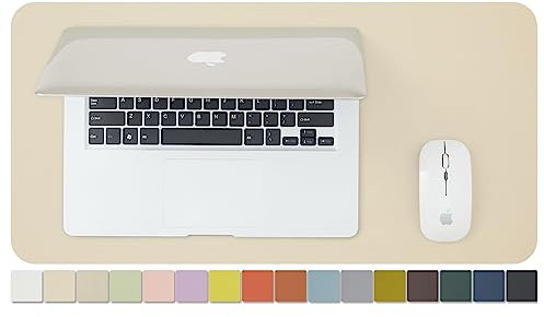 Kompakte Leder-Schreibtischunterlage – rutschfeste PU-Schreibtischunterlage und Mauspads für Büro und Zuhause – Schreibtisch-Organisation und Zubehör (Beige,60cmx 30cm)