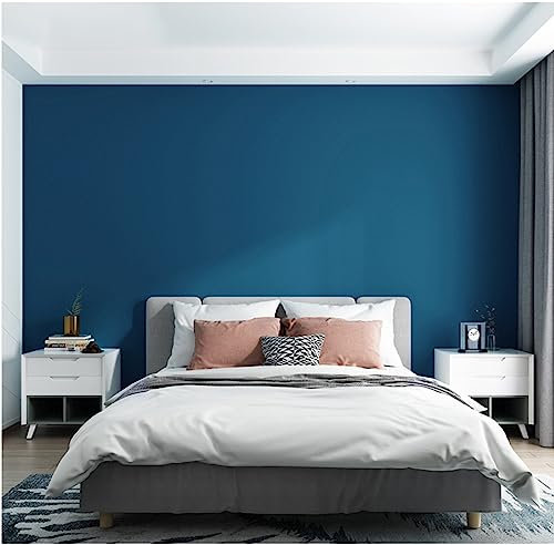 Bleu Marine Papier Peint intissé 9,5 m x 0,53 m Couleur Pure Modernes Minimaliste Papier Peint 3D Couleur Unie Papier peint non-tissé pour Chambre Salon TV Fond