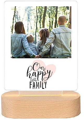 Wanapix | Lámpara Personalizada con Foto | Lámpara de Mesa 3D Personalizable | Sin Pilas, Incluye cable USB | Luz LED Blanca | Regalo Original | Base de Madera | Rectangular