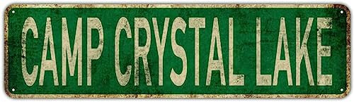 Camp Crystal Lake Schild Neuheit Camp Kristall See Dekor Camp Kristall See Straße Schild Wandkunst Dekor für Zuhause Bauernhaus Bar Cafe Man Cave 40,6 x 10,2 cm