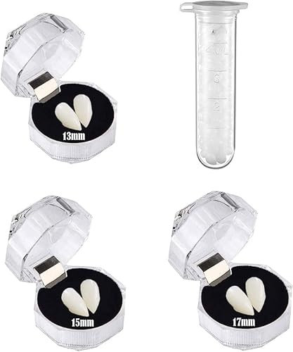 3 Paare Vampir Zähne Erwachsene Vampirzähne Halloween Party Cosplay Dekoration mit Pellets Kleber Vampire Teeth Fangs für Halloween Kostüm Party Gefälligkeiten