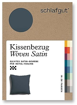 schlafgut Woven Satin Kissenbezug 80x80 cm Grey Deep Uni in Premium Hotelqualität, Kopfkissenbezug einzeln mit 100% weicher Baumwolle