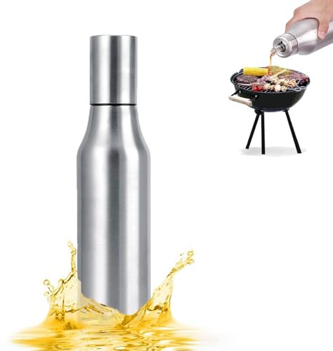 Bouteille d'huile ou de vinaigre en acier inoxydable avec bec verseur anti-goutte 1000-500ml Bouteille de sauce en acier inoxydable étanche et anti-poussière Ustensiles de cuisine