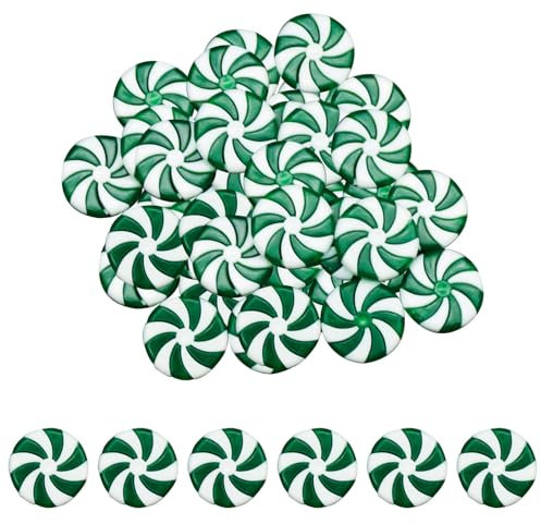 24 Pieces Candy Cane Christmas Decorations,Candies Décor Lollipop Ornaments Red and White Tree Hanging Swirl Acrylic Pendant Set,Xmas Profiling Sweets,Suitable for Party,Halloween (Green)
