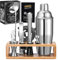 GWHOLE Cocktail Shaker Cocktail Making Set with Stand 12PCS Bar Tool Accessories for Bartender Home Bar Gift for Men Christmas Birthday Anniversary Weeding Gift 720ML