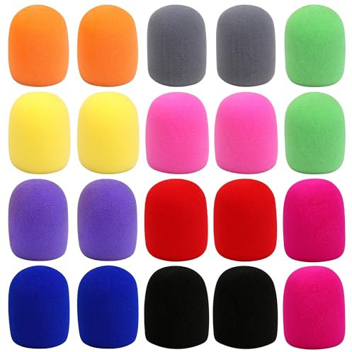 20Pcs Thick Handheld Stage Microphone Windscreen Microphone Foam Covers Reusable Mic Foam Filter Covers for Most Microphone (Multicolored)