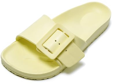 JOMIX Ciabatte Donna Estive Comode Pantofole Mare Donna di Gomma Morbide e Antiscivolo Adatto per Indossare la Spiaggia Piscina a Casa SD2002 (Giallo, 38)