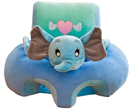 Baby Bodensitzbezug zum Sitzen lernen, Liege, niedliche Tierform, Säuglingsboden, Sitzstuhlbezug (nur Bezug), Blauer Elefant, 40cm*55cm*55cm
