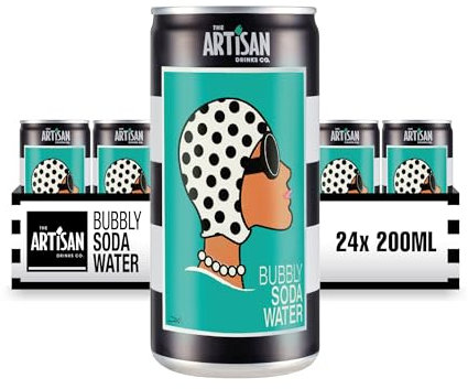 The Artisan Drinks Company Bubbly Soda Water - 200mlx24 Soda Water Cans - Soda Water Multipack - Zero Calories - Enhances a Range of Quality Spirits Like Vodka, Whisky & Vermouth