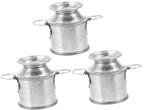 Ciieeo 3 Pièces Pot De Fleurs Succulentes Vase à Lait Mini Boîte De Lait Vase Pichet De Ferme Mini Seaux en Fer Blanc Mini Figurine De Seau Pot à Lait Galvanisé Le Fer Bureau Vase en Fer