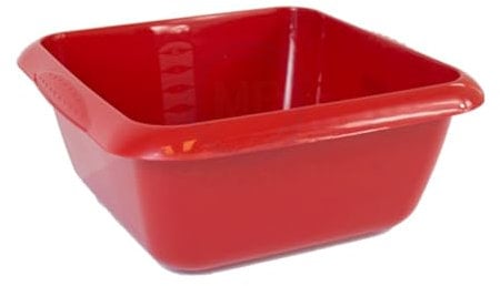 (Set of 2) Square 7L Red Glliter Plastic Kitchen Household Cleaning Washing Up Sink, Basin Mixing Bowl…