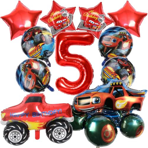 Auto Luftballons Geburtstag 5 Jahre,Folienballons Luftballon 5. Kindergeburtstag Deko,Luftballons 5. Geburtstagdeko für Kinder Geburtstag Party Dekoration