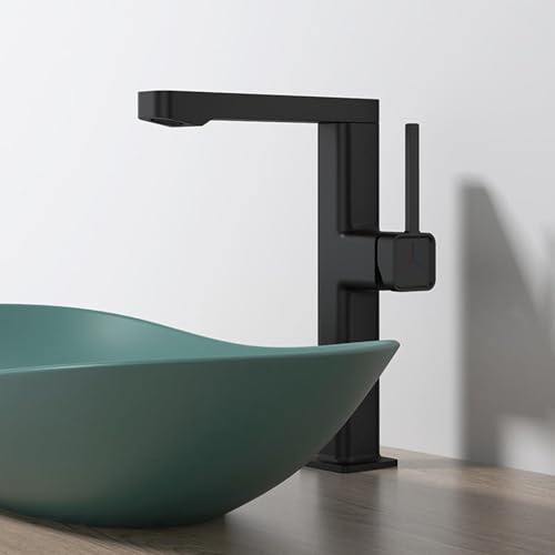 BiaoTeng Robinet Haut Noir pour Vasque Salle de Bain Rotatif a 360 | Mitigeur Lavabo Monocommande Chaud et Froid Laiton pour Lave Main Moderne