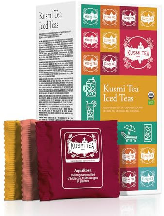 Kusmi Tea - Cofanetto “Tè freddi” - Assortimento di tè Biologico - Idea Regalo per Uomini e Donne - Infusi Aromatizzati, Ibisco, Rooibos, Tè Verde - 24 Bustine in 6 Diverse Varietà