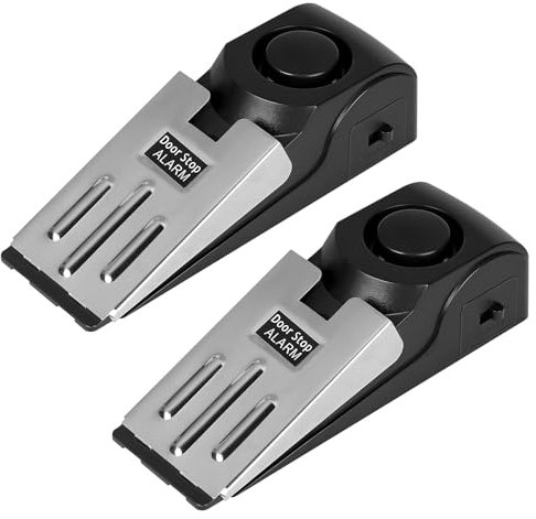 DBREAKS Türstopper Alarm, 2 Stück Alarm Türstopper, Alarmanlage Tür, Türalarm mit 120dB Sirene, Einstellbares Türsicherung Einbruchschutz, Türkeil Alarm für Hotel Home Security (Batterien nicht im)