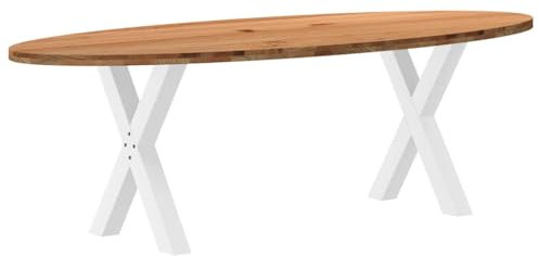 vidaXL Esstisch Hellbraun 240x100x74 cm Massivholz Eiche Oval, Küchentisch, Restauranttisch, Tisch Restaurant, Esszimmertisch, Bistrotisch