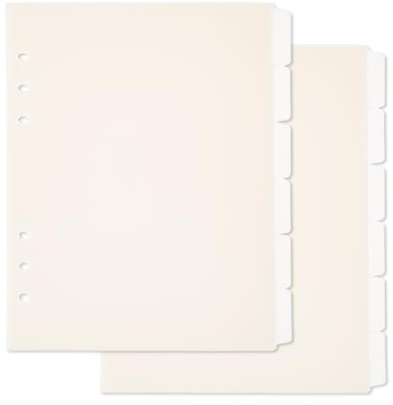 SUPERFINDINGS 2 Set Mit 12 Blättern A5 Register Binder Teiler Beige Kunststoff Binder Teiler Mit 6 Registerkarten A5 Registerseiten 6 Loch Ring Indexseite Für Planer Notizbuch Journal