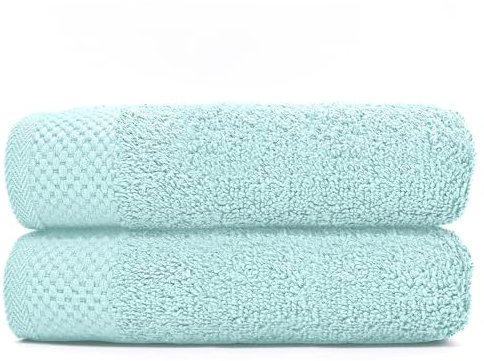 HIPERMANTA Juego Toallas Pack 2 Unidades Algodón 100% (2 Toallas Ducha 70x140) Suaves, Resistentes y Absorbentes. Rizo Americano. Color Verde Menta