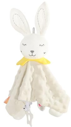 Schmusetuch Baby Schnuffeltuch Kuscheltuch mit Bär Hund Kaninchen Köpfchen - Einschlafhilfe Trösterchen Sicherheitsdecke Stofftuch zum Kuscheln für Babys und Kleinkinder ab 0+ Monaten (Beige)