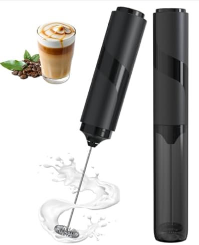 Milchaufschäumer Stab/Milchschäumer Elektrisch tragbarer mit Cover Getränkemixer Kaffeebesen batteriebetriebener für Latte, Matcha-Tee, Cappuccino