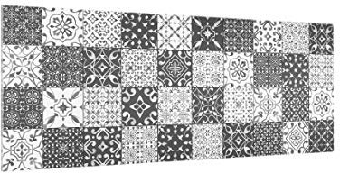 micasia Glas Spritzschutz inkl. Aufhängung 4 mm starke Küchenrückwand Muster Glasrückwand - Made in Germany - Fliesenoptik ESG Wandpaneel grau Küche Herd Küchenspiegel 1747 (100x40cm)
