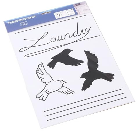Fensterbild Washy, Vogel-Motiv, Schwarz, selbstklebend | Dekoratives Fensterbild mit Vogel- und Schriftmotiv – selbstklebend und einfach anzubringen
