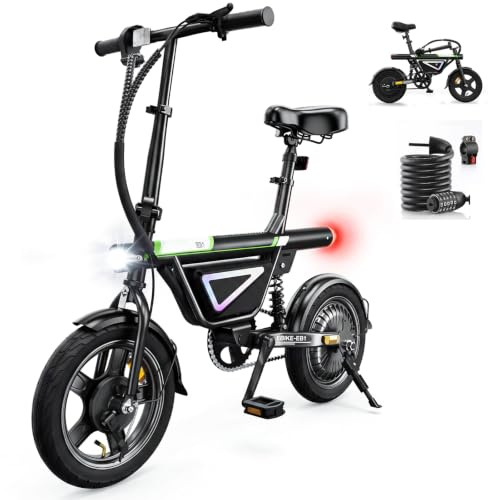 Finbike E Bike Klapprad,14 Zoll Elektrofahrrad 7.8/12Ah Akku,250W Kompakt Elektrofahrräder mit 3H Schnellladung,3 Fahrmodi,3 Geschwindigkeitsmodi,Reichweite MAX 45km,Electric Bike für Herren und Damen