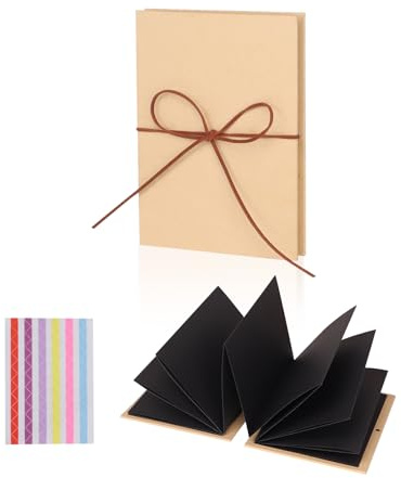 GOZINA Bilderalbum, Fotoalbum Zum Selbstgestalten, Akkordeon-Falten-Sammelalbum, Suitable for Schwangerschaftstagebuch Poesiealbum Kinder Hochzei Postkartenalbum (A4 Schwarz)