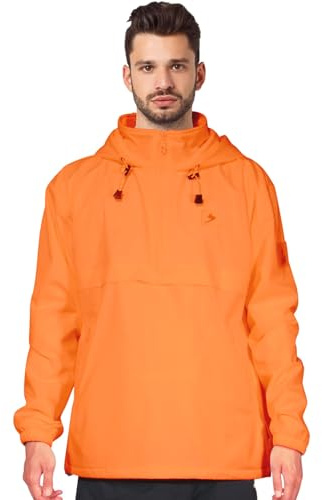 soulsfeng Mens Waterproof Jacket, Lightweight Breathable Rain Jackets Outdoor Hooded Windproof Thermal Lining Raincoat for Hiking Walking Cycling