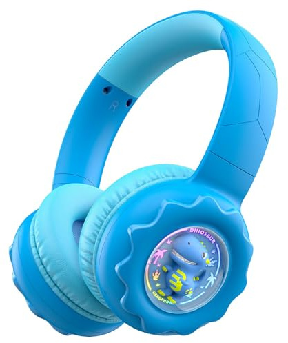 Kinder-Bluetooth-Kopfhörer, bunte LED-Lichter, Cartoon, tragbar, Over-Ear-Headset, kabellose/kabelgebundene Kopfhörer mit 85 dB sicherer Lautstärke, 10 Stunden Spielzeit, integriertes Mikrofon für