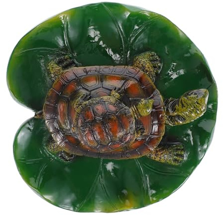 AKOOSY Schwimmende Schildkrötenfigur Teichdeko Harz Schildkrötenstatue Gartendekoration Mikrolandschaft Wasseroberfläche Lotusblatt Schwimmteich