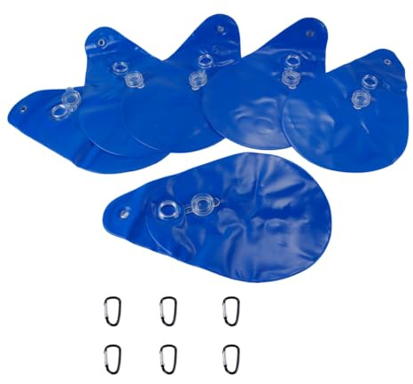 Alnicov 6-Pack Heavy-Duty Blue Pool Cover Weights – 35cm×24cm Floating with Hooks for Winter