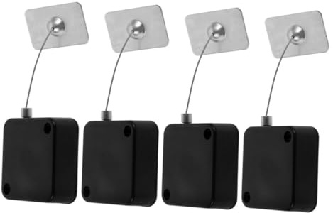 Angoily 4 pezzi Lucchetto Cavo Retrattile Antifurto con Fune Acciaio per Sicurezza Espositori Elettronici Doppia Funzione per Controller Gaming e Prodotti Retail Nero